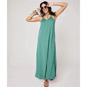 Shebird The Savannah Strappy Maxi Bra Dress Green Small Bamboo Summer $142